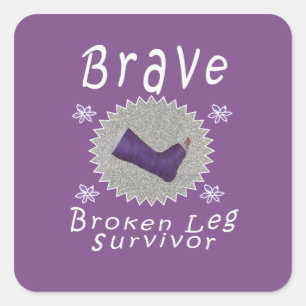 Brave broken leg survivor girls square sticker