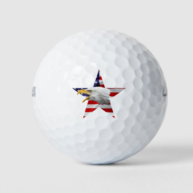 Brave Eagle, The American Flag, Patriotic Golf Balls (Front)