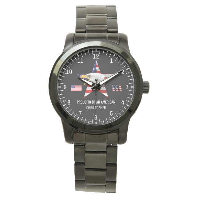 Brave Eagle, The American Flag, Patriotic Watch (Front)