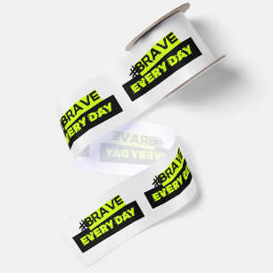 Brave Every Day Neon Yellow Black Care Packages Satin Ribbon