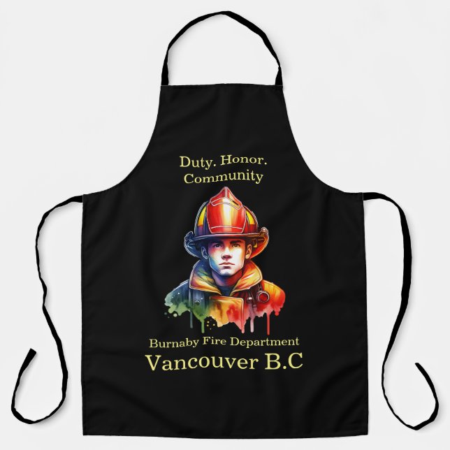 Brave firefighter ready for emergencies apron (Front)