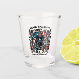Brave firefighter stands proud shot glass