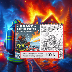 Brave Firefighters Rescue Action Colouring 20xx Calendar