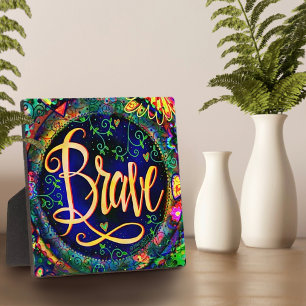 Brave Floral Encouraging Pretty Inspirivity Plaque