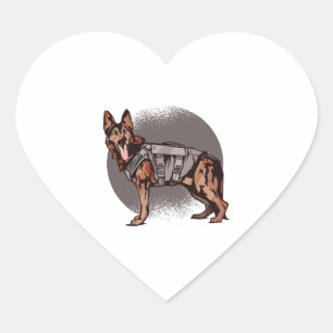 Brave German Shepherd Police Dog Heart Sticker