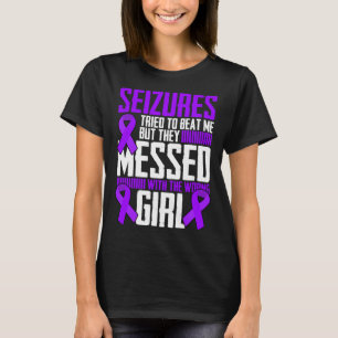 Brave Girl Epilepsy Warrior Saying Epilepsy Awaren T-Shirt