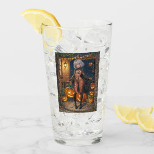 Brave Halloween Girl Trick or Treat Bodypainting Glass