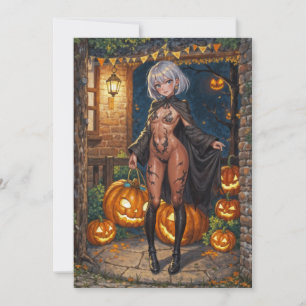 Brave Halloween Girl Trick or Treat Bodypainting Invitation