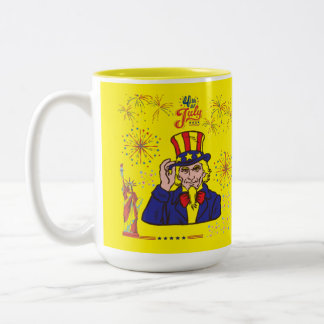 Brave hearts celebration yellow Two-Tone coffee mug