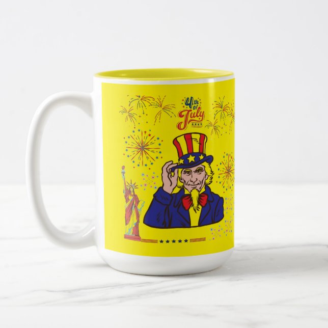 Brave hearts celebration yellow Two-Tone coffee mug (Left)