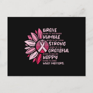 Brave Humble Breast Cancer Awareness Sunflower Postcard