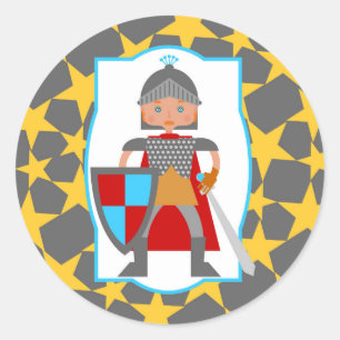 Brave Knight Boy Birthday Party Classic Round Sticker