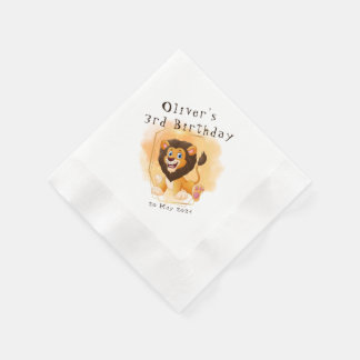 Brave Lion Birthday Party Paper Napkin
