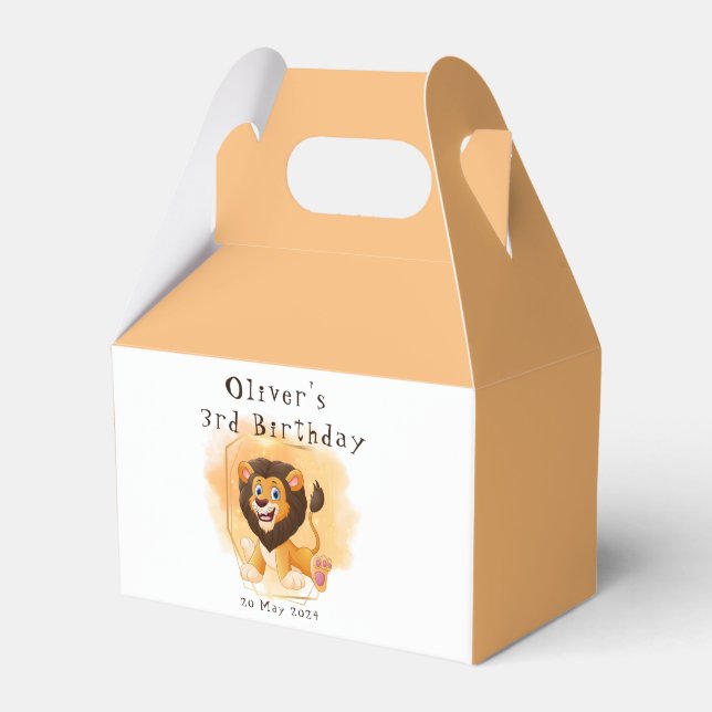Brave Lion Birthday Party Plate  Favour Box (Front Side)