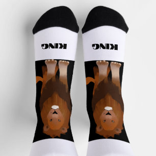 Brave Lion with King Text Printed Stylish Look Socks