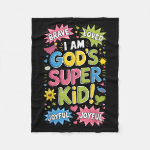 Brave Loved God’s Super Kid Christian Faith Affirm Fleece Blanket