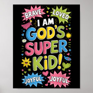 Brave Loved God’s Super Kid Christian Faith Affirm Poster