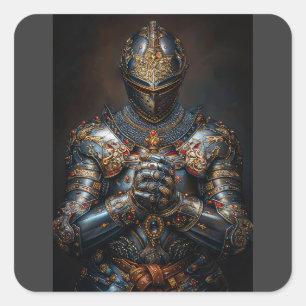 Brave Mediaeval Knight Square Sticker