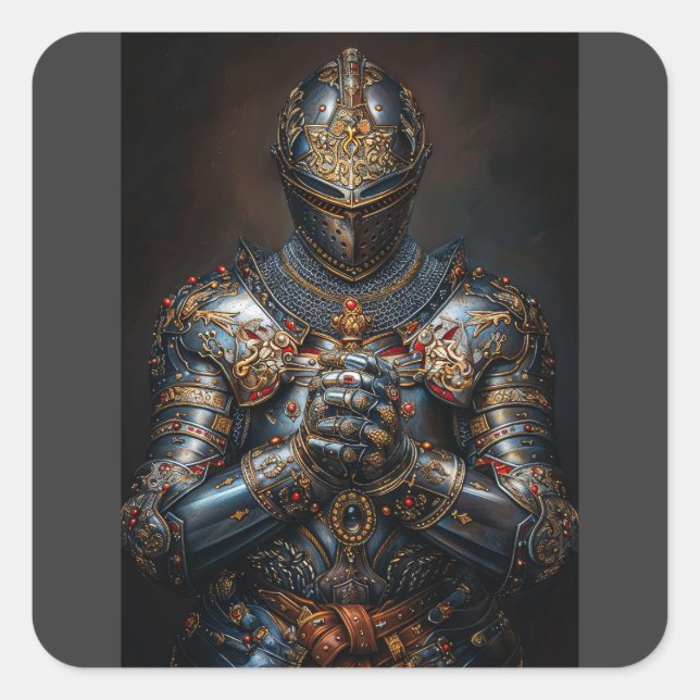 Brave Mediaeval Knight Square Sticker (Front)