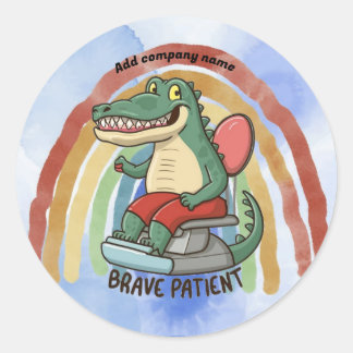 brave patient crocodail dentist  classic round sticker