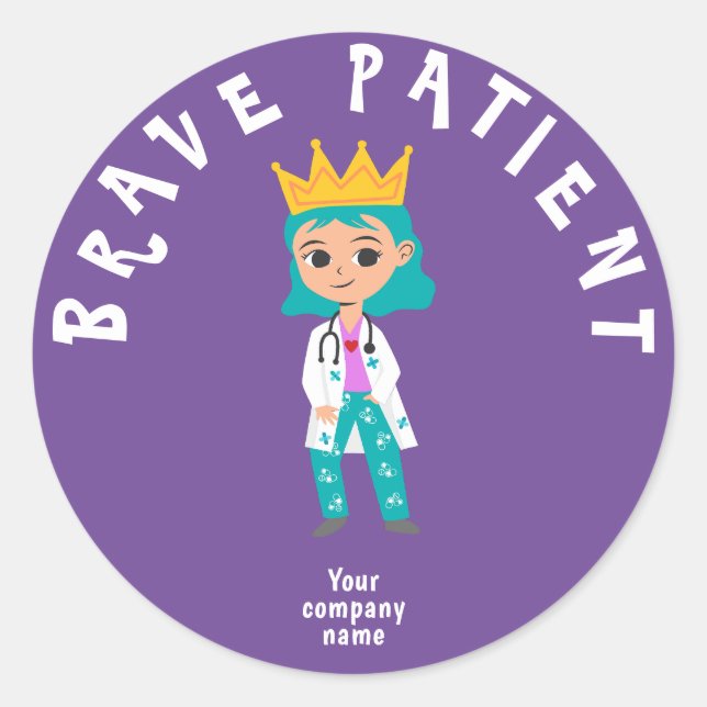 Brave patient sticker - custom company name (Front)