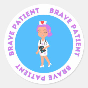 Brave patient sticker for kids in hospital nurse