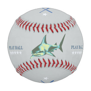brave shark baseballer personalised baseball