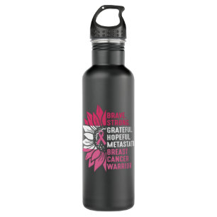 Brave Strong Grateful Breast Cancer Awareness 710 Ml Water Bottle