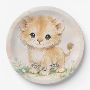 Brave & Strong Little Lion Safari Baby Shower Paper Plate