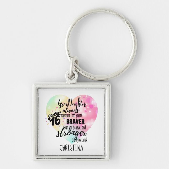 Brave Strong Quote Granddaughter Sweet16 Custom Key Ring (Front)