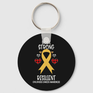 Brave Strong Resilient Childhood Cancer Awareness Key Ring