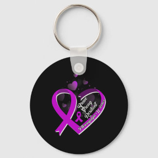 Brave Strong Resilient Fibromyalgia Warrior Awaren Key Ring