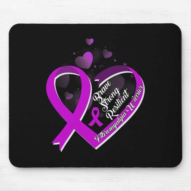 Brave Strong Resilient Fibromyalgia Warrior Awaren Mouse Pad (Front)