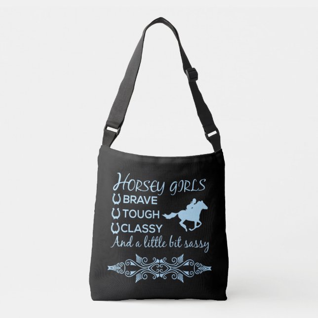 Brave Tough Classy Horse Girl in Light Blue    Crossbody Bag (Front)