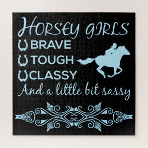Brave Tough Classy Horse Girl in Light Blue  Jigsaw Puzzle