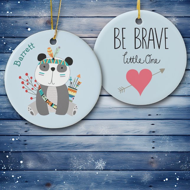 Brave Tribal Panda Bear Personalised Ceramic Ornament (Creator Uploaded)