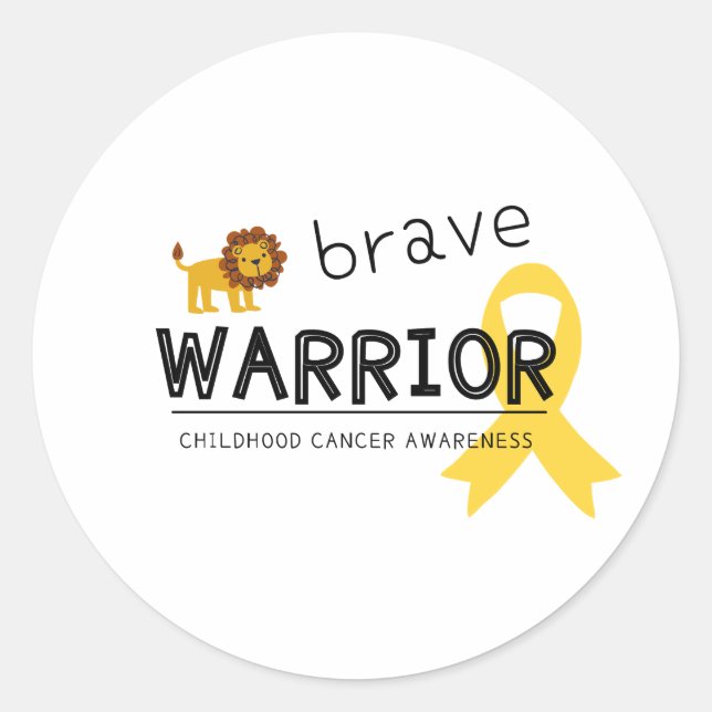 brave warrior childhood cancer lion sticker  (Front)