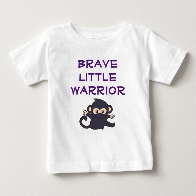 Brave Warrior Funny Cute Cartoon Ninja Monkey Baby T-Shirt (Front)