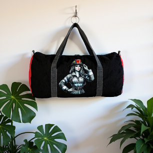Brave Woman Firefighter Portrait Duffle Bag