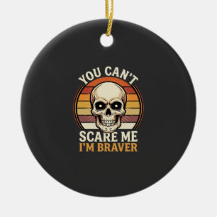 Braver Halloween Skull Retro Horror Design_1 Ceramic Ornament