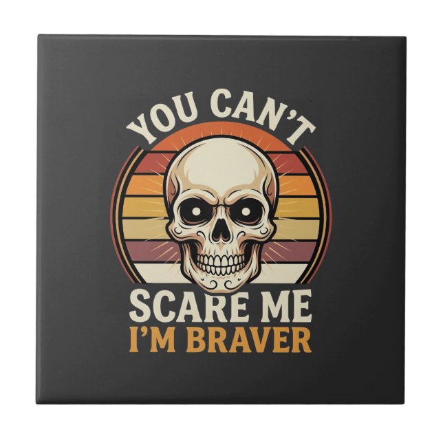 Braver Halloween Skull Retro Horror Design_1 Ceramic Tile (Front)
