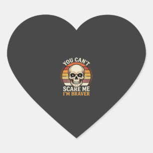 Braver Halloween Skull Retro Horror Design_1 Heart Sticker