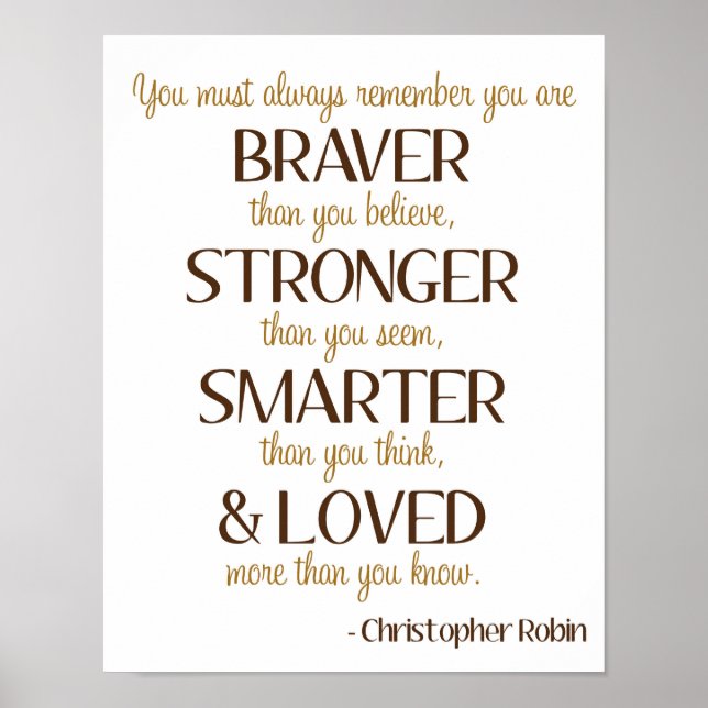 Braver Stronger Quote B is for Bear Art Poster (Front)