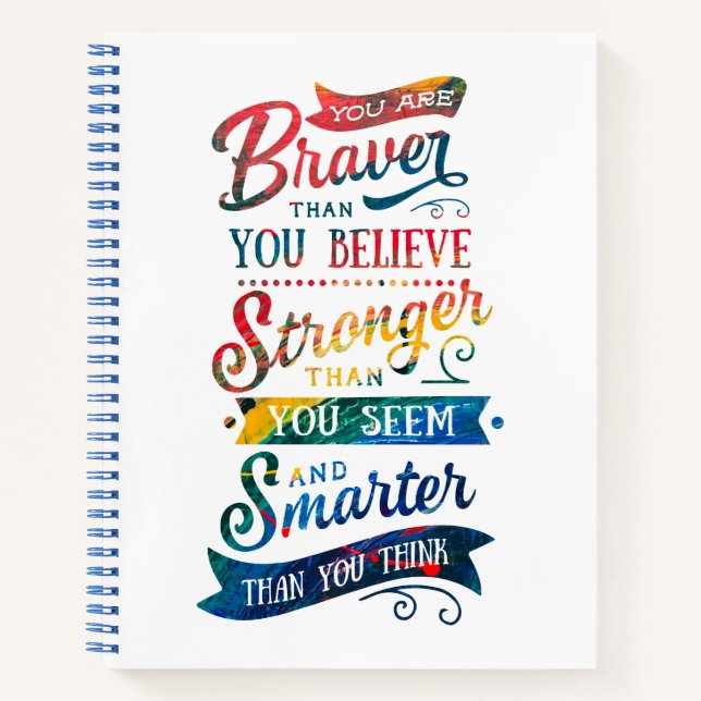 Braver Than You Believe Autism Awareness Rainbow Notebook (Front)