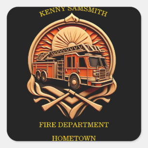 Bravery And Dedication Fire Department Square Sticker