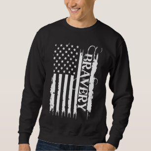 Bravery United States Distressed w US Flag Sweatshirt