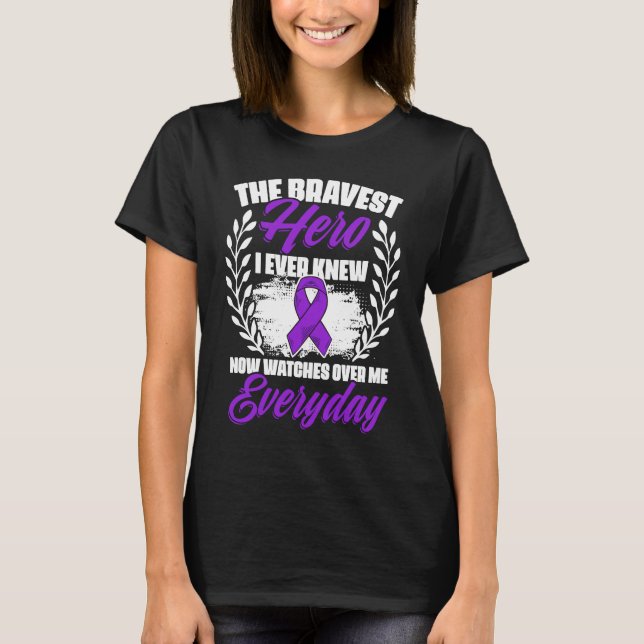 Bravest Hero Ever Knew  Lupus Purple Ribbon Lupus  T-Shirt (Front)