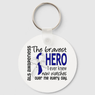 Bravest Hero I Ever Knew ALS Key Ring