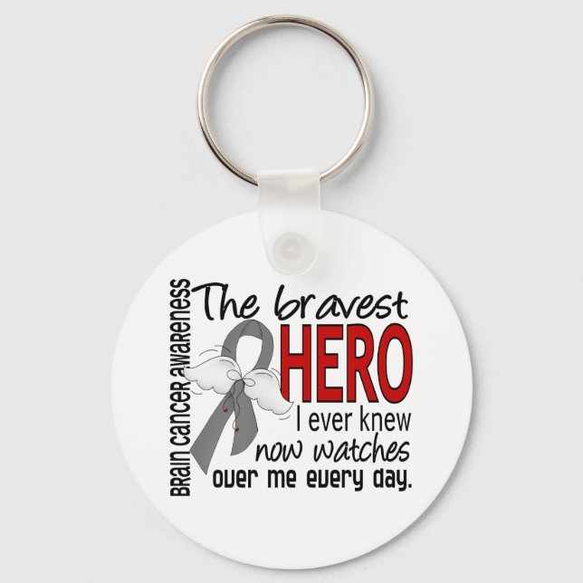 Bravest Hero I Ever Knew Brain Cancer Key Ring (Front)