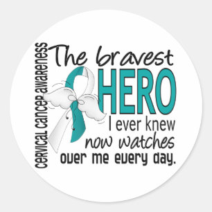 Bravest Hero I Ever Knew Cervical Cancer Classic Round Sticker